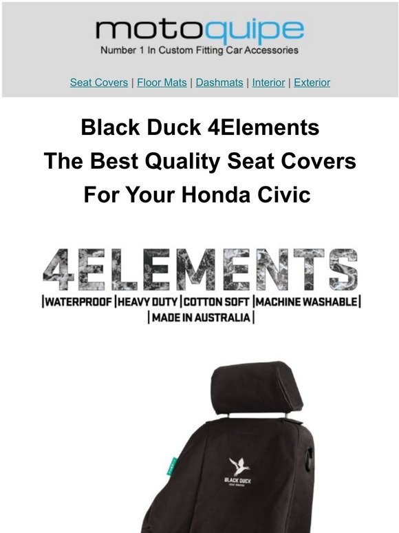 Black Duck 4Elements | Best Quality Seat Covers For Your Honda Civic