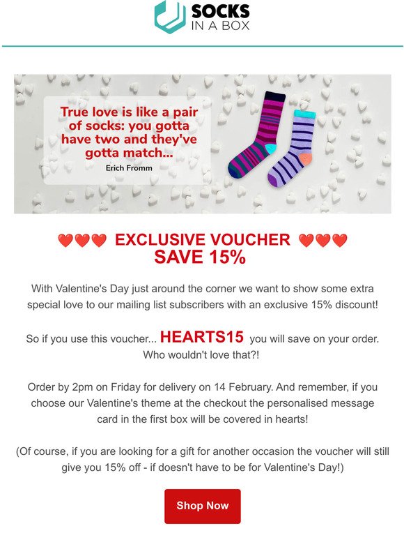  Save 15% for Valentine's Day... you've gotta love that!