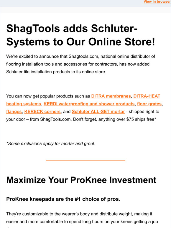 Schluter-Systems Install Materials Now Available at ShagTools.com