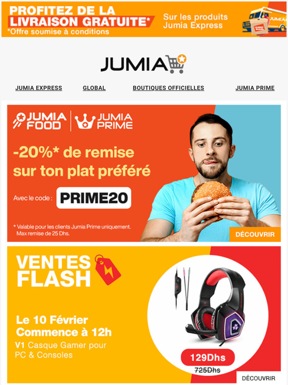 Jumia Maroc 2 20 sur ton plat prfr avec Jumia Food et Jumia Prime