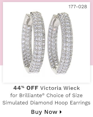 177-028 - Victoria Wieck for Brilliante® Choice of Size Simulated Diamond Hoop Earrings - Up to 44% Off