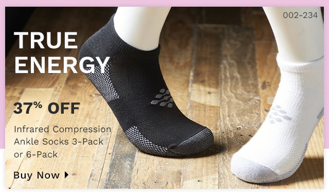 002-234 - TrueEnergy Infrared Compression Ankle Socks 3-Pack or 6-Pack - Up to 37% Off