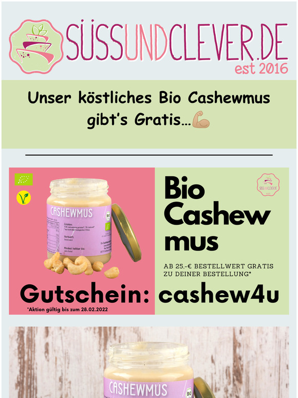 Unser Bio Cashewmus gibt's Gratis..