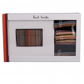 Signature 'Stripe' Card Holder and Socks Gift Set