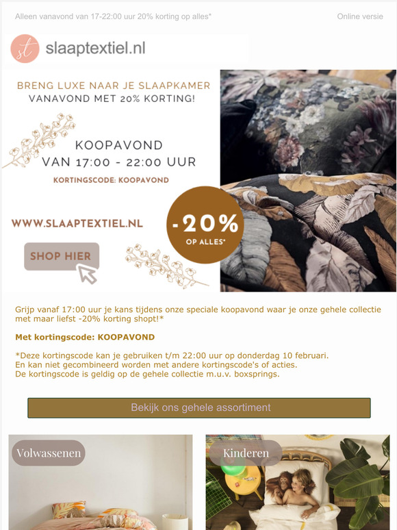 Alleen vanavond -20% korting op alles!*