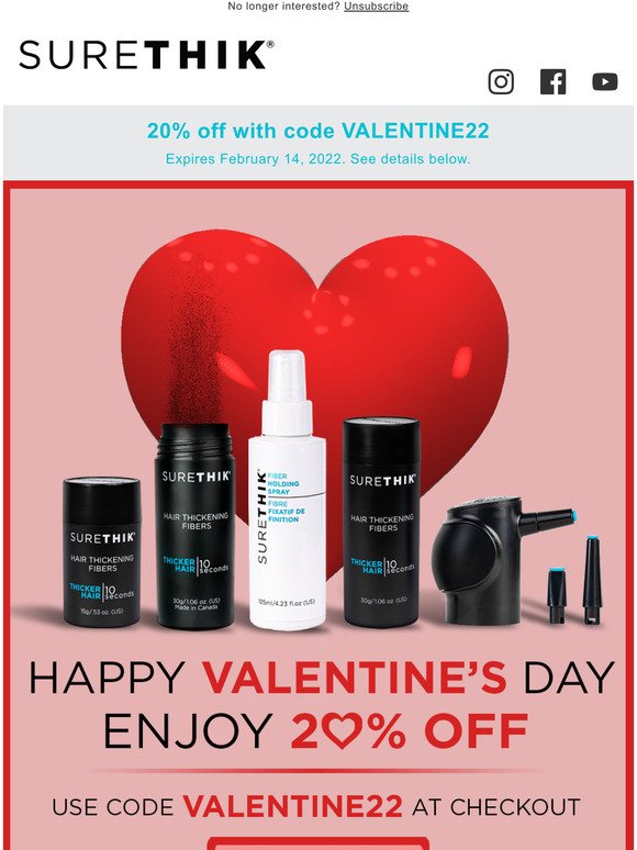 Fall in LOVE with SureThik this Valentine's Day! Save 20%, Promo Code Inside....