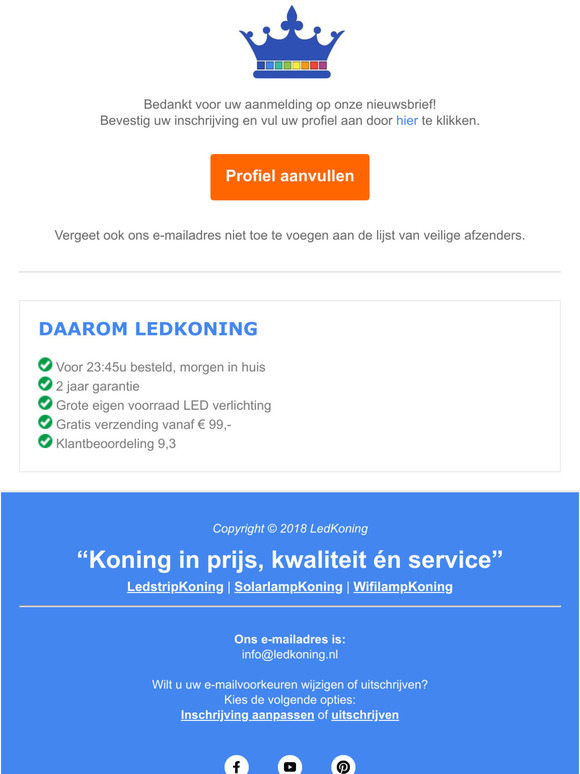 Welkom bij de LedKoning nieuwsbrief