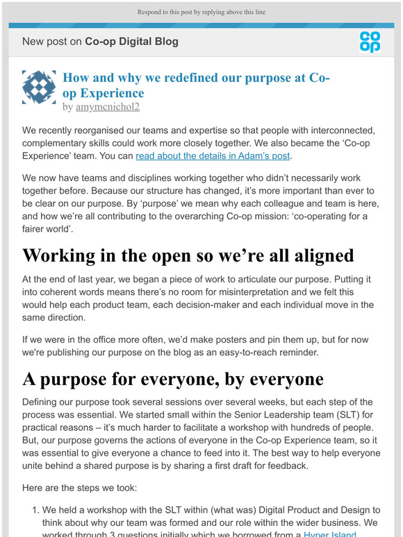 [New post] How and why we redefined our purpose at Co-op Experience