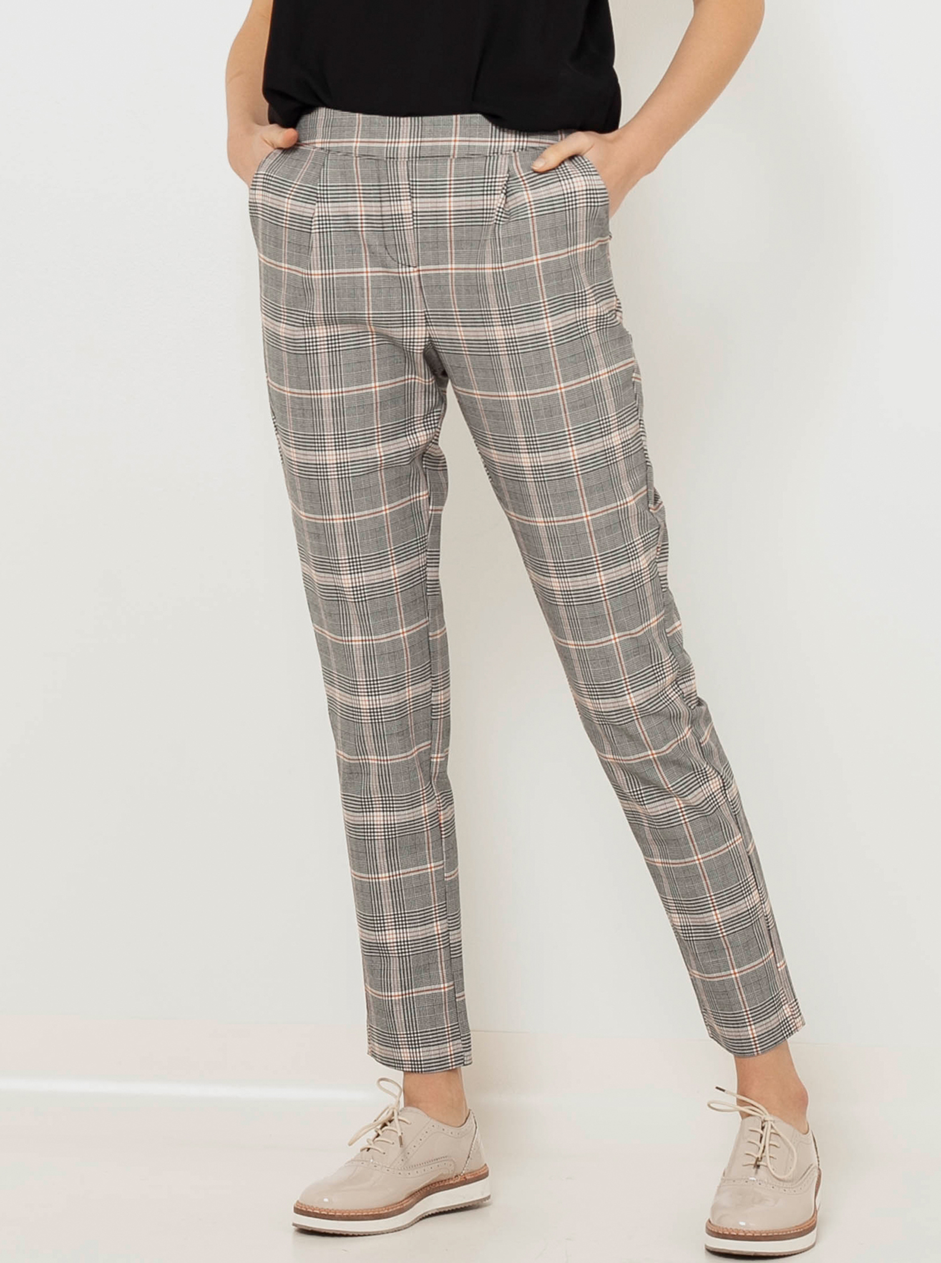 CAMAIEU gri chequerwise pantaloni 