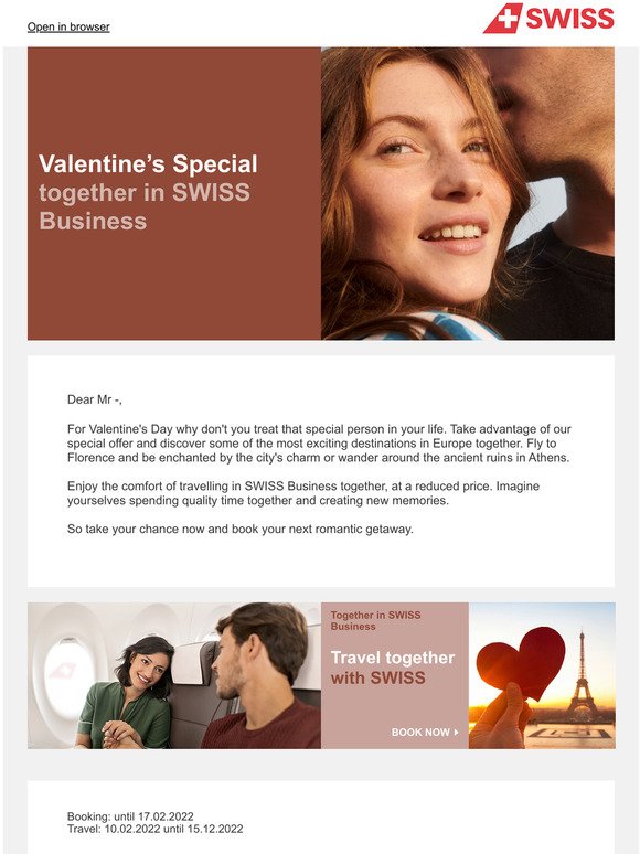 Last chance to book our Valentine Special