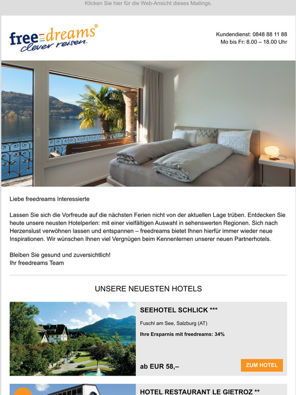 Gleich E-Mail ffnen und die neuesten Hotels entdecken