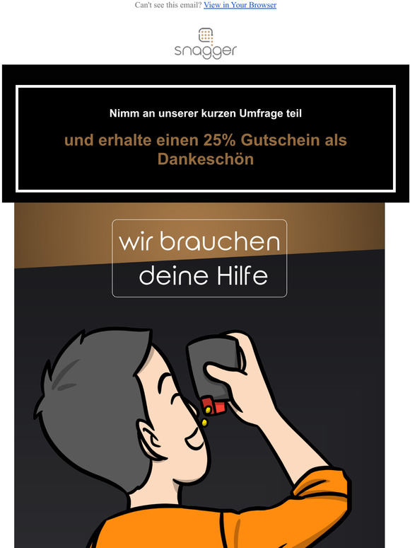 Kurze Umfrage: 25% Gutschein fr Snagger als Dankeschn