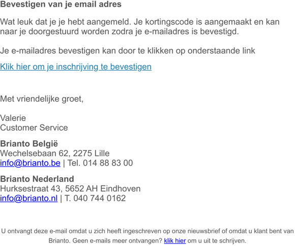 Bevestiging van je email adres