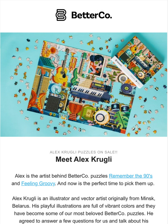 Save now on designs by Alex Krugli!