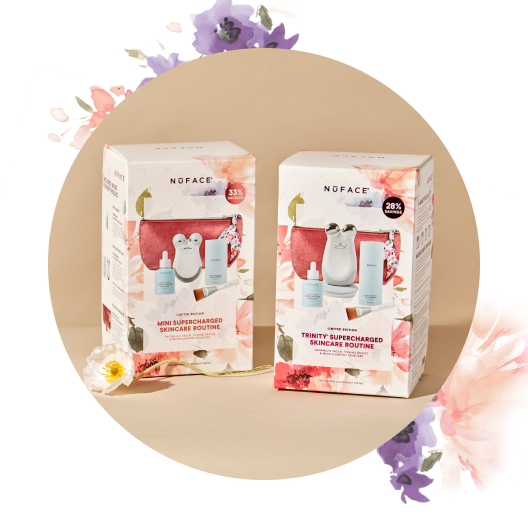 Supercharged Skincare Routine Sets in floral packaging