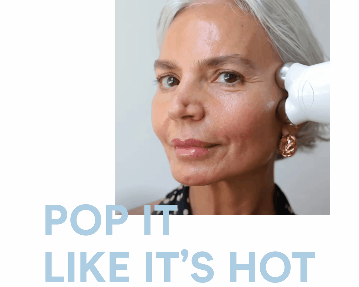 NuFACE influencer using the Trinity Device to tone, lift, and contour her cheeks.