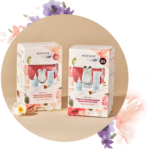 Supercharged Skincare Routine Sets in floral packaging
