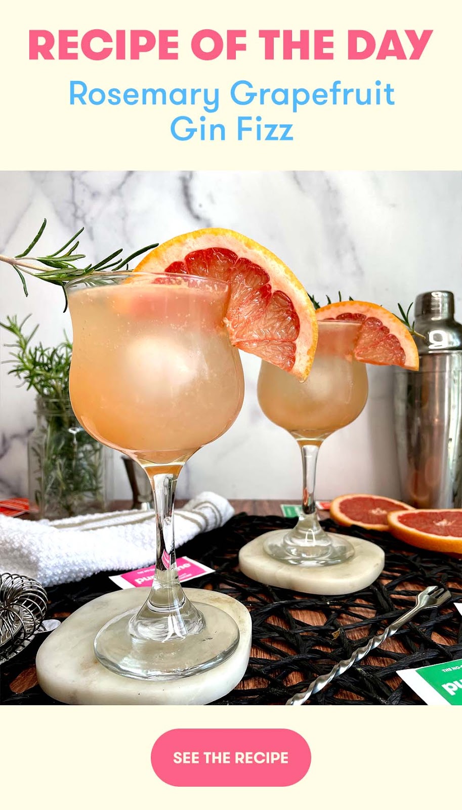 Purecane Rosemary Grapefruit Gin Fizz Milled