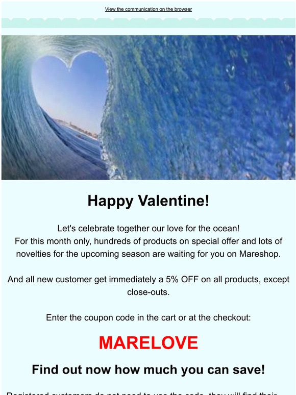 Ocean's love. For you 5% off for the week-end.
