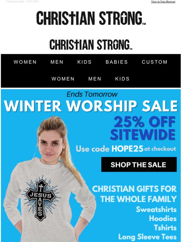 Ends Tomorrow - Winter Worship Sale 25% OFF