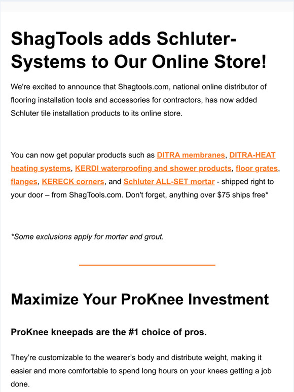 Reminder: Schluter-Systems Install Materials Now Available at ShagTools.com