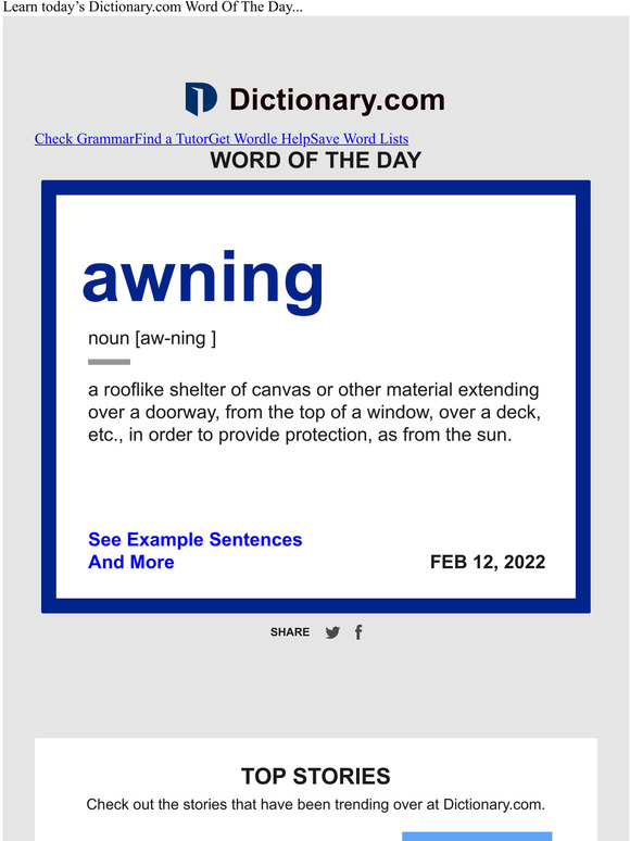 awning Word of the Day Milled