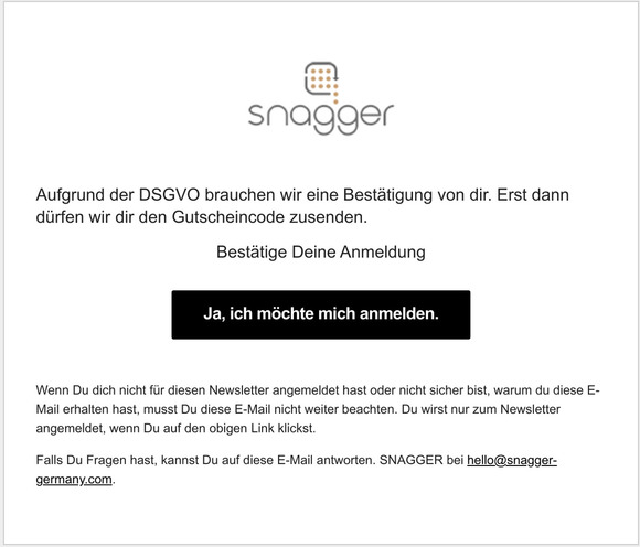 Besttige Deine Anmeldung