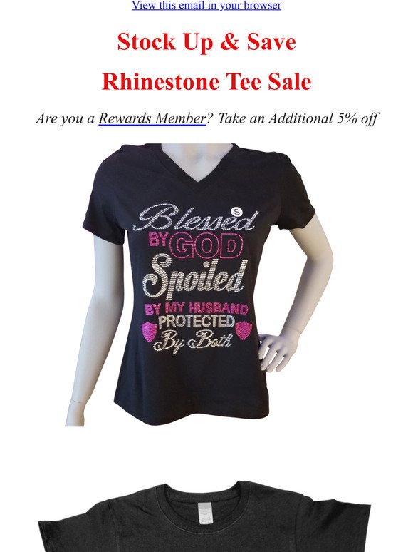 Stock Up Alert! Rhinestone Tee Sale starts today!