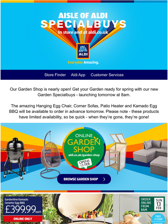Aldi UK Corner Sofas, Egg Chairs, BBQs and more! Our Garden Shop is
