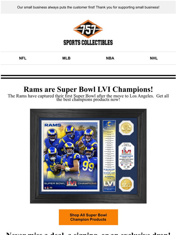 757 Sports Collectibles: The Los Angeles Rams are the Champions! | Milled