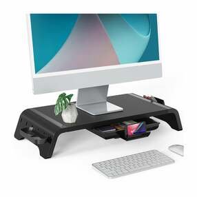Monitor Stand No Assembly with Drawer, 2 Removable Storage Slot