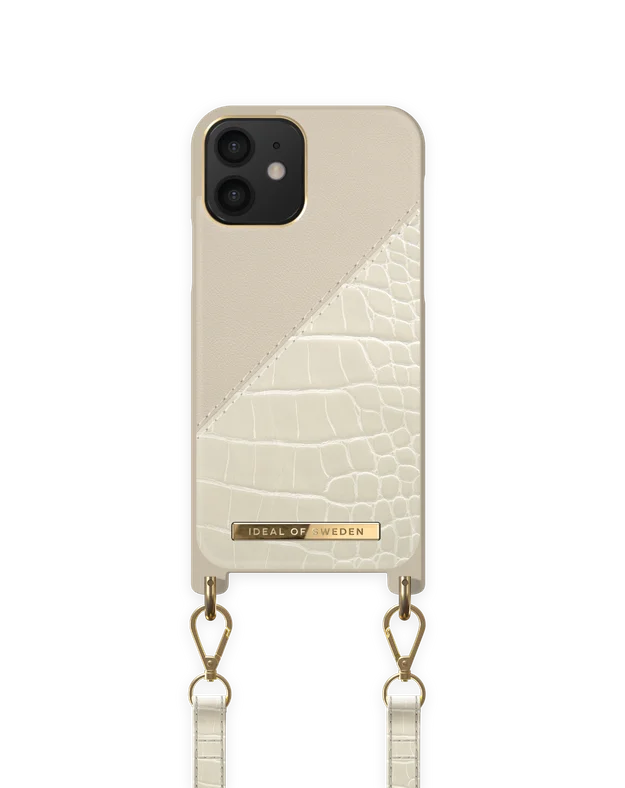 Atelier Phone Necklace Case iPhone 12 Cream Beige Croco
