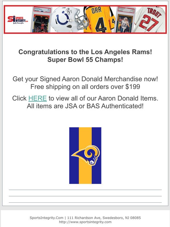Los Angeles Rams Aaron Donald Signed Funko Pop JSA Authenticated