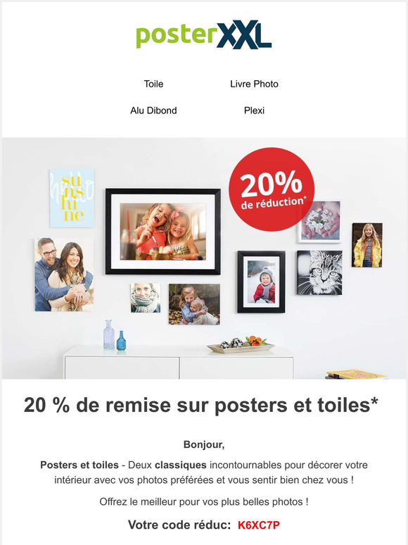 20% de remise sur posters et toiles!*