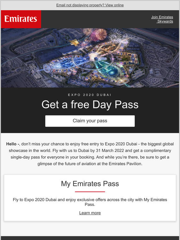 Remember to claim your Expo 2020 Dubai pass
