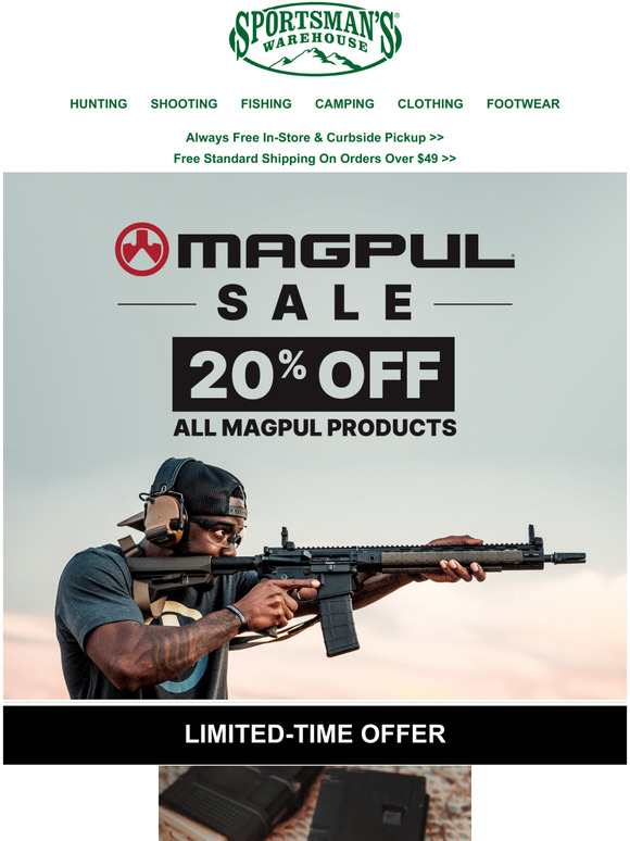 Sportsman's Warehouse 20 off all Magpul products Milled
