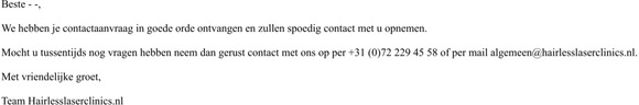 Bedankt voor je contactaanvraag | Hairlesslaserclinics.nl