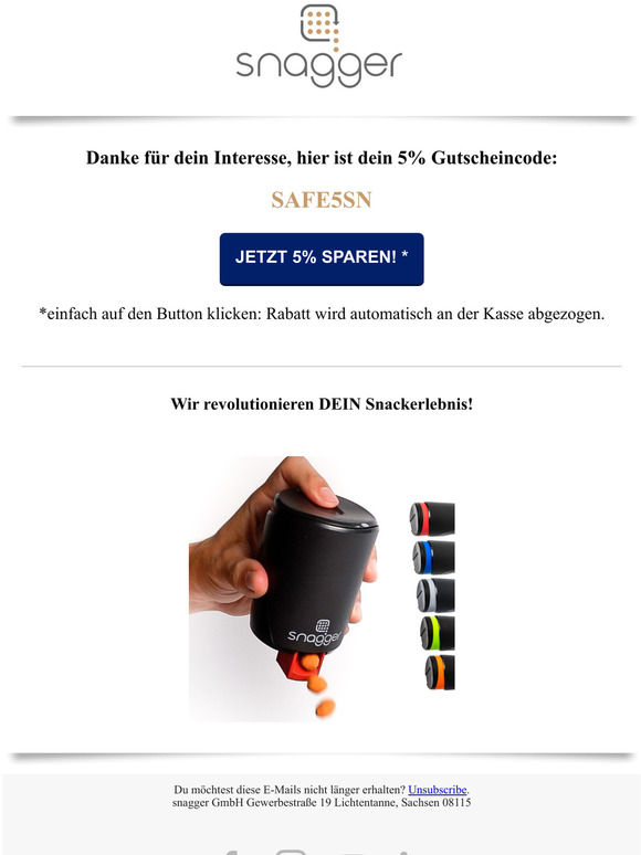  Dein 5% Gutscheincode fr SNAGGER