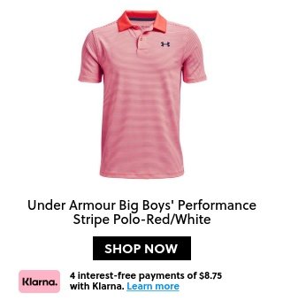 Under Armour Big Boys' Performance Stripe Polo-Red/White