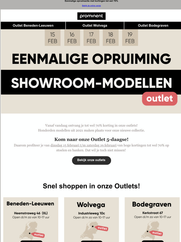 Onze Outlet 5-daagse is gestart!