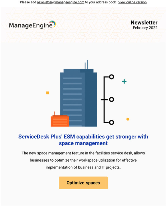 ManageEngine Introducing space management with ServiceDesk Plus Milled