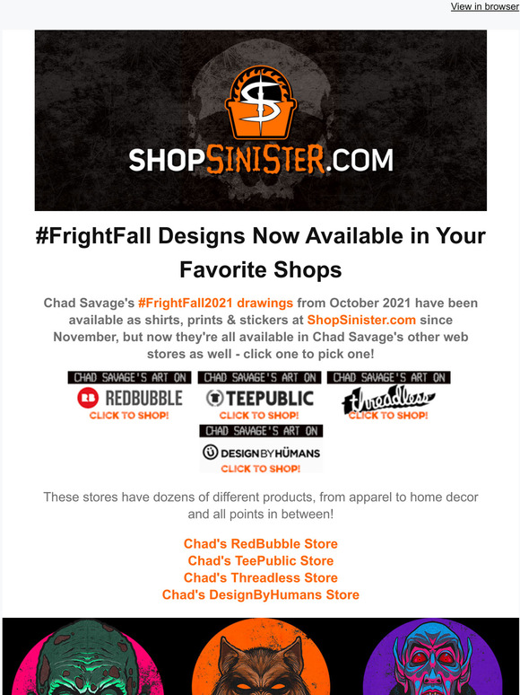 All Chad Savage #FrightFall2021 Designs Now Available In All Stores