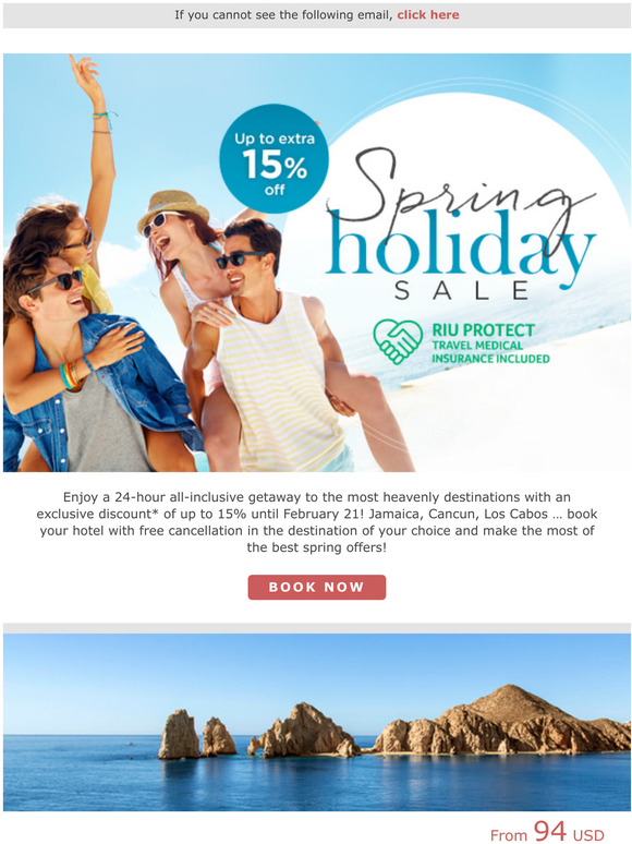 Riu Hotels & resorts Spring Holiday Sale! Up to 15 off Milled