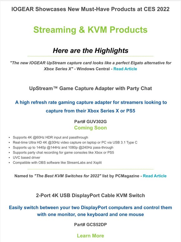 IOGEAR's New Products from CES - Streaming & KVMs