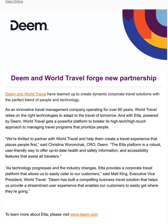 Deem and World Travel forge new partnership
