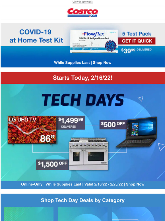 Costco COVID Test Kits in Stock Now + New TECH DAY DEALS Start Today