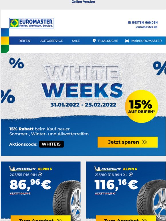  Schnell sein und sparen  White Weeks bei EUROMASTER 