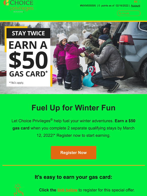 Choice Hotels Your 50 Gas Card Is Waiting Milled