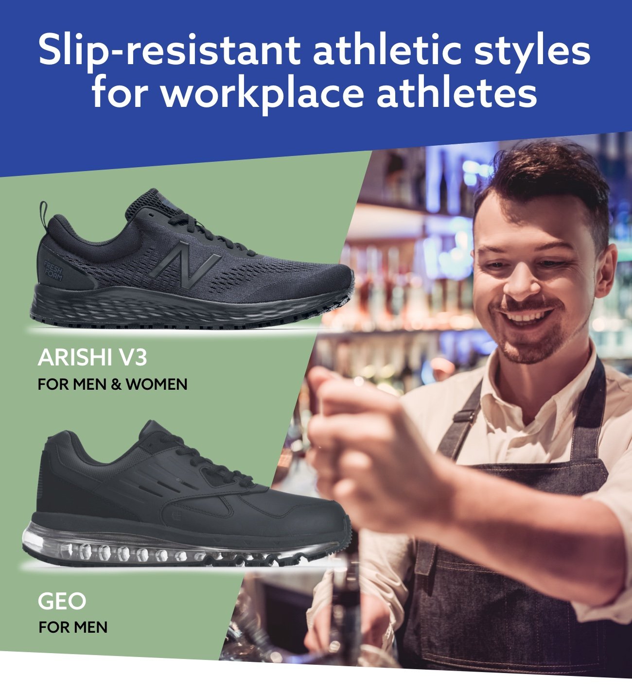 Shop slip-resistant athletic styles for workplace athletes