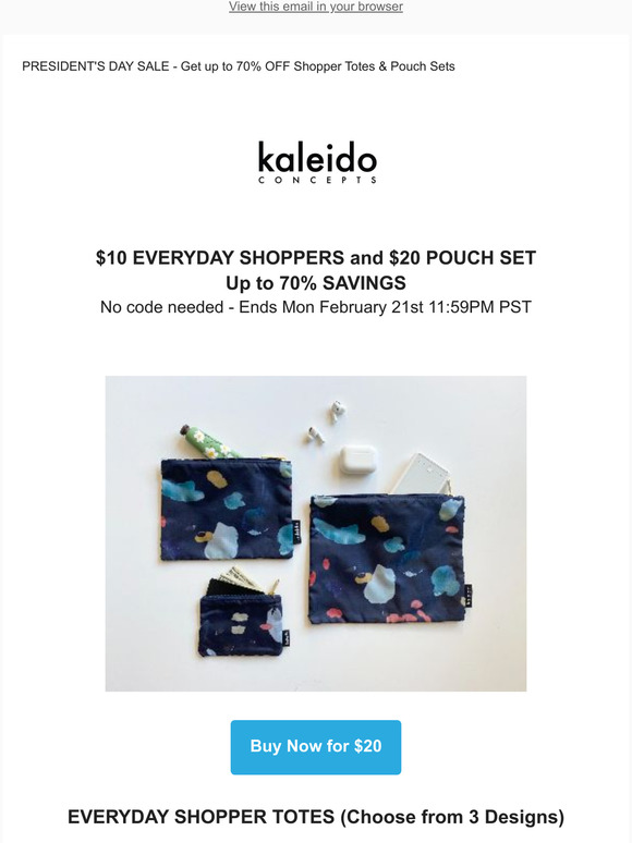  Up to 70% OFF - $10 Shopper Totes & $20 Pouch Sets